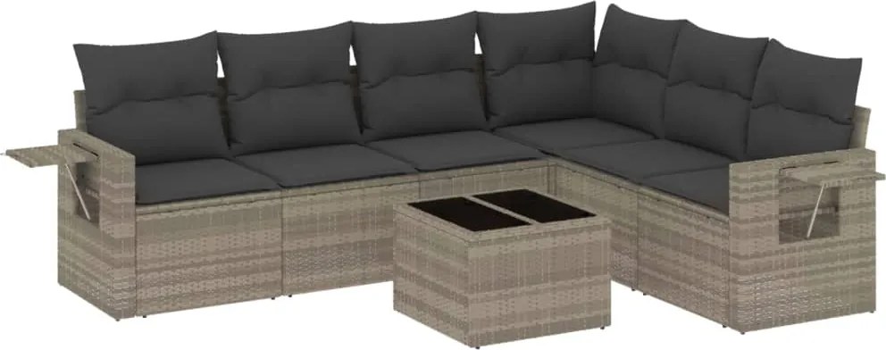 vidaXL Set canapele de grădină cu perne, 7piese gri deschis poliratan