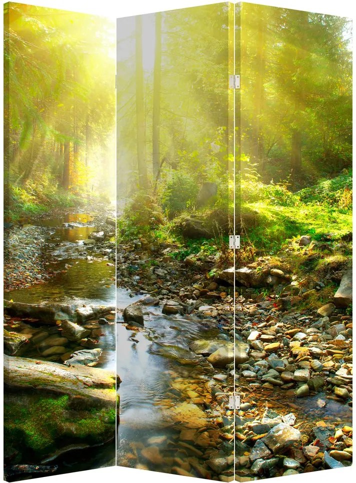 Paravan - Râul în pădurea verde (126x170 cm)
