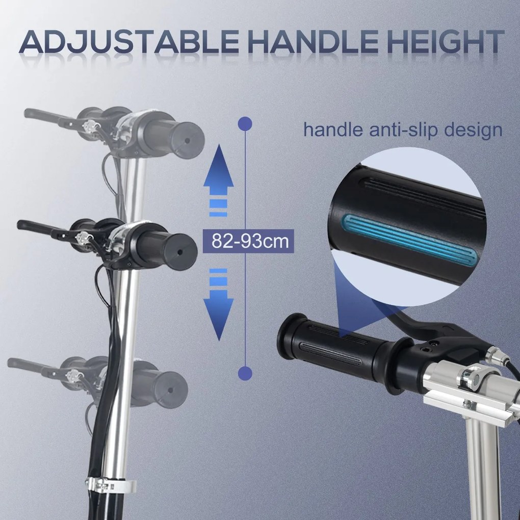 HOMCOM Trotineta Electrica pliabila inaltime reglabila 82-93cm frana 12km/h neagra | Aosom Romania