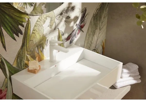 KFA Armatura 4522-815-44 - Baterie pentru lavoar MALAGA 15,9 cm, albă, cu ventil de scurgere click-clack