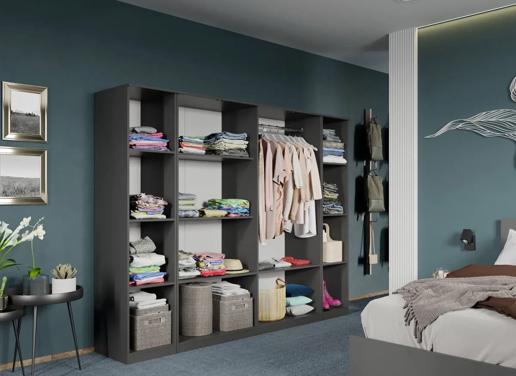 Set mobila dormitor 4 piese Alb/Gri antracit Oasis C12