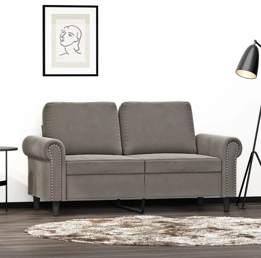 349147 vidaXL Canapea cu 2 locuri, gri deschis, 120 cm, catifea