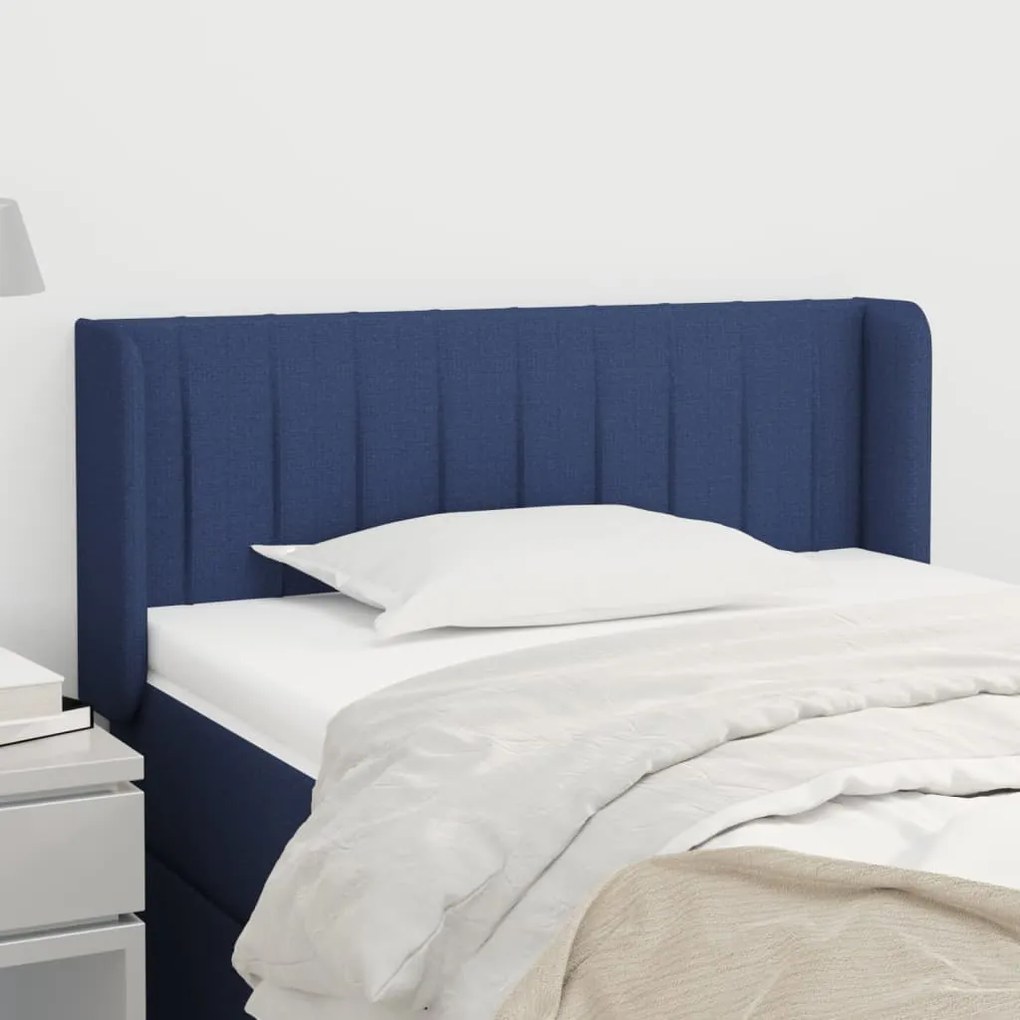 3119002 vidaXL Tăblie de pat cu aripioare albastru 103x16x78/88 cm textil