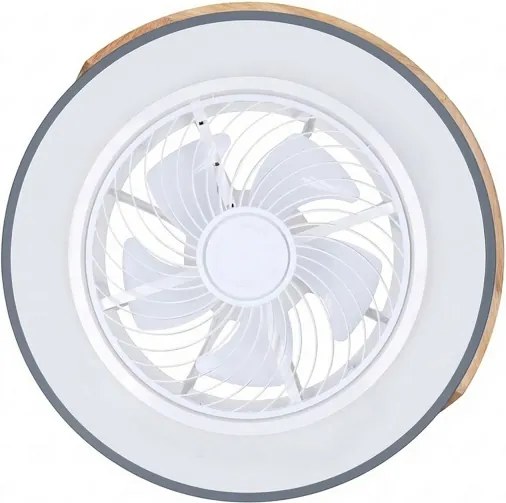 Brilagi - Corp de iluminat LED dimabil cu ventilator, 38 W, 230 V, Ø50 cm, gri/stejar + telecomandă