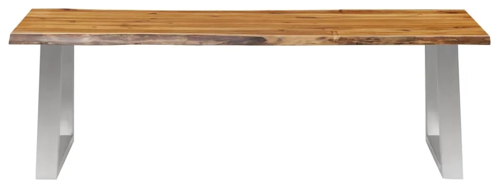283895 vidaXL Bancă, 140 cm, lemn masiv de acacia și oțel inoxidabil
