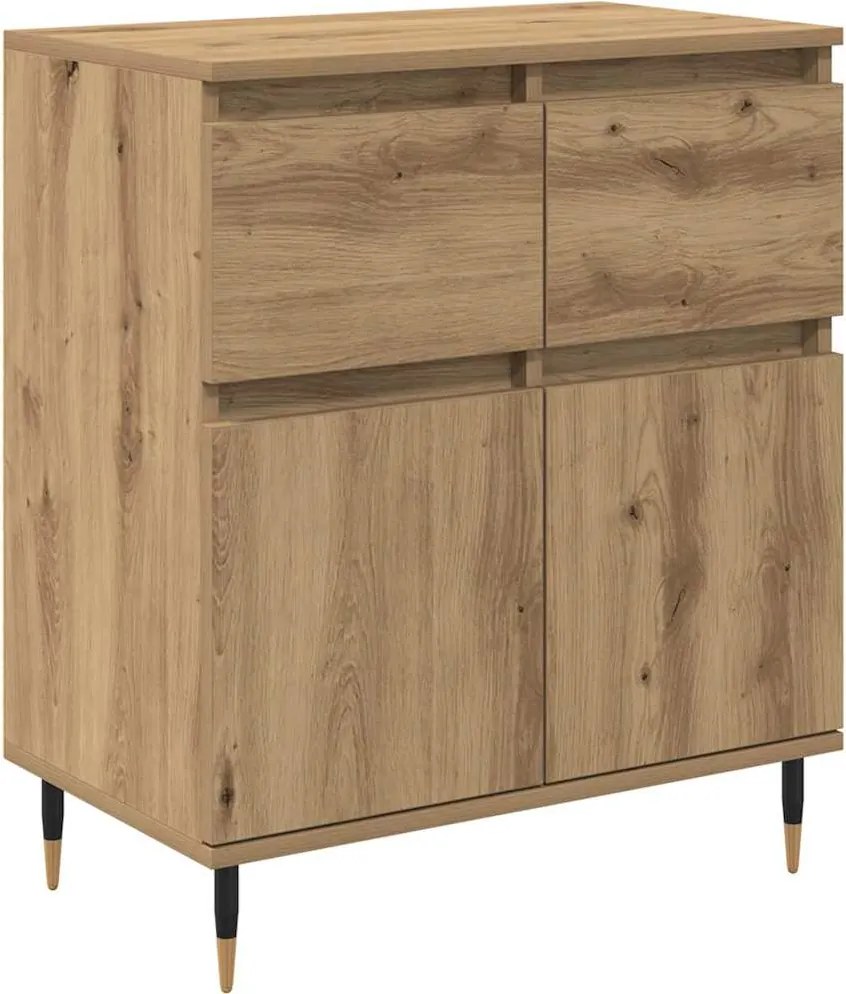 vidaXL Bufet Stejar Artizanal 60 x 35 x 70 cm Lemn Ingineresc și Fier