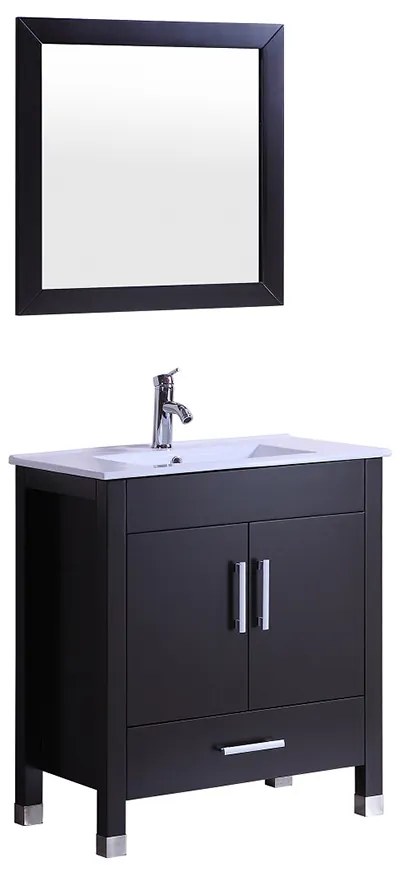 SET MOBILIER BAIE, DULAP CU LAVOAR + OGLINDA, OXANA 73X46.5X85 CM, NEGRU