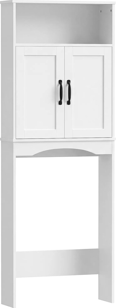 HOMCOM Dulap peste WC Mobilier de baie cu 2 uși cu închidere silențioasă Raft deschis 64x21x173,5 cm Alb | Aosom Romania
