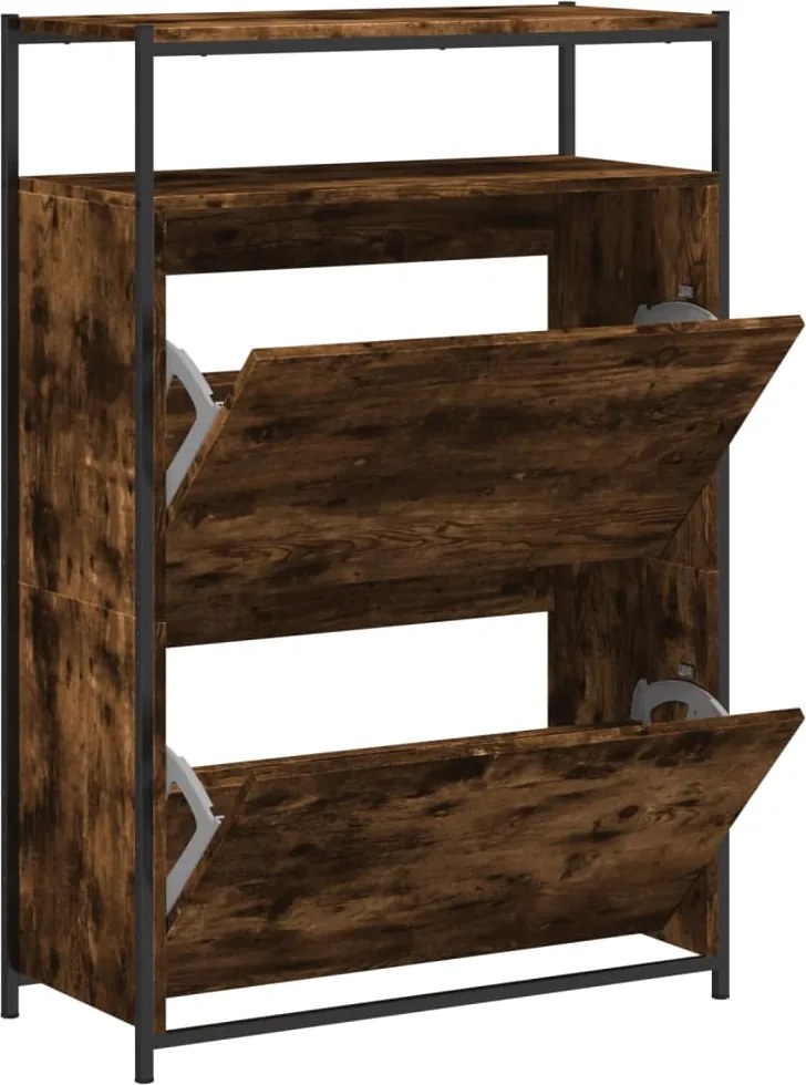 vidaXL Pantofar, stejar fumuriu, 75x34x112 cm, lemn compozit