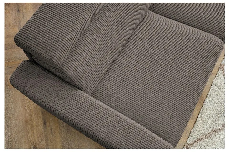 Colțar gri/maro extensibil cu tapițerie din catifea reiată (cu colț variabil) Monaco – Bobochic Paris