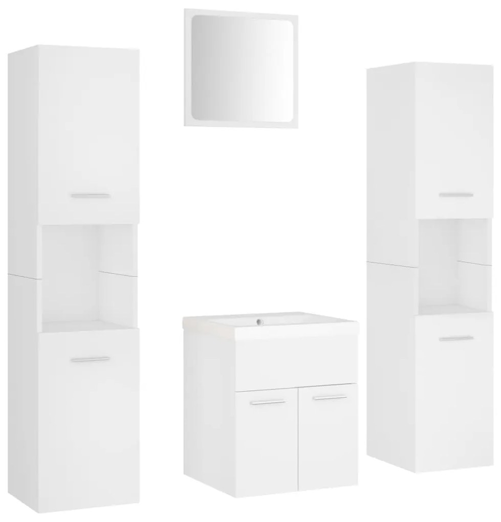 3071216 vidaXL Set mobilier de baie, alb, lemn prelucrat