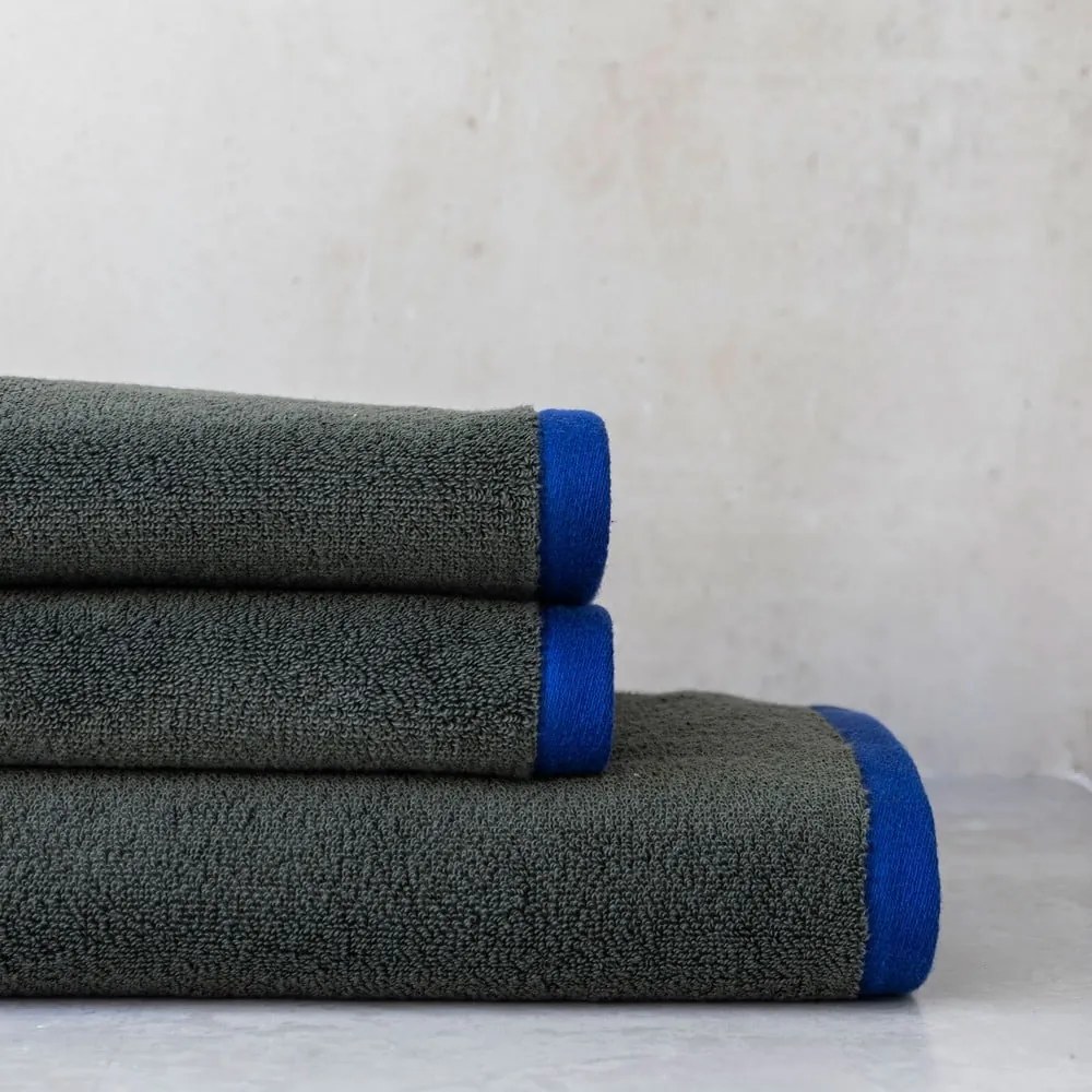 Prosop verde închis/albastru din bumbac organic din frotir 70x133 cm Soft – Mette Ditmer Denmark