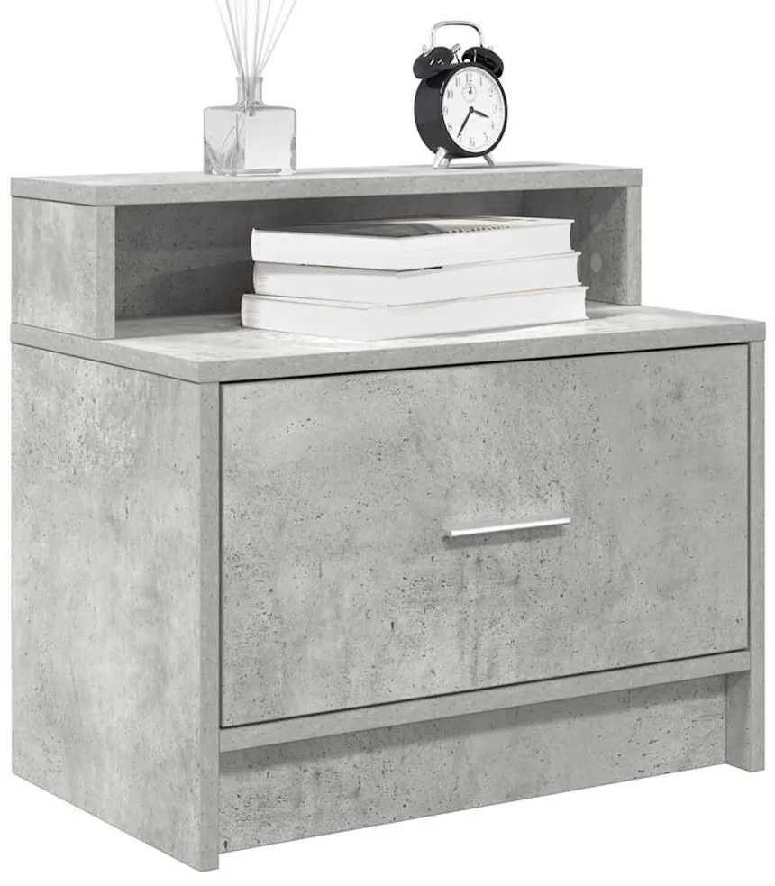 vidaXL Noptiere cu sertar 2 buc gri beton 51x31x47 cm
