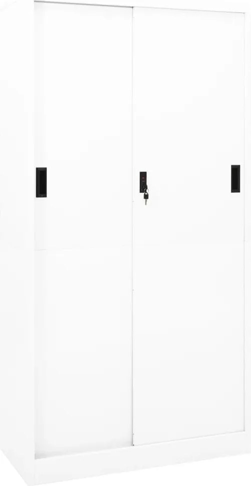 vidaXL Dulap de birou cu ușă glisantă, alb, 90x40x180 cm, oțel