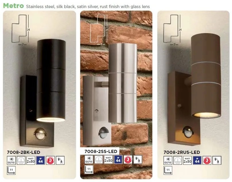 Aplica perete exterior Up and Down cu senzor de miscare IP54 Marine Grade
