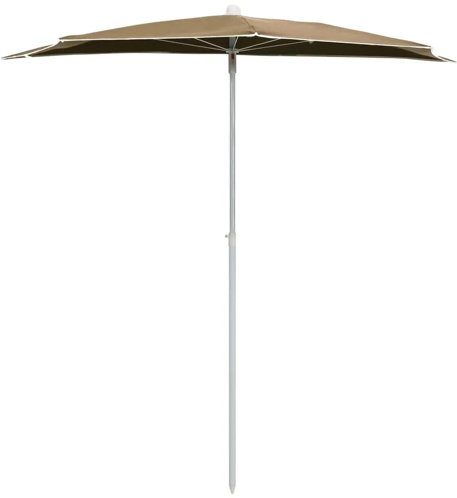Umbrela de gradina cu stalp, gri taupe, 180x90 cm, semirotunda Gri taupe