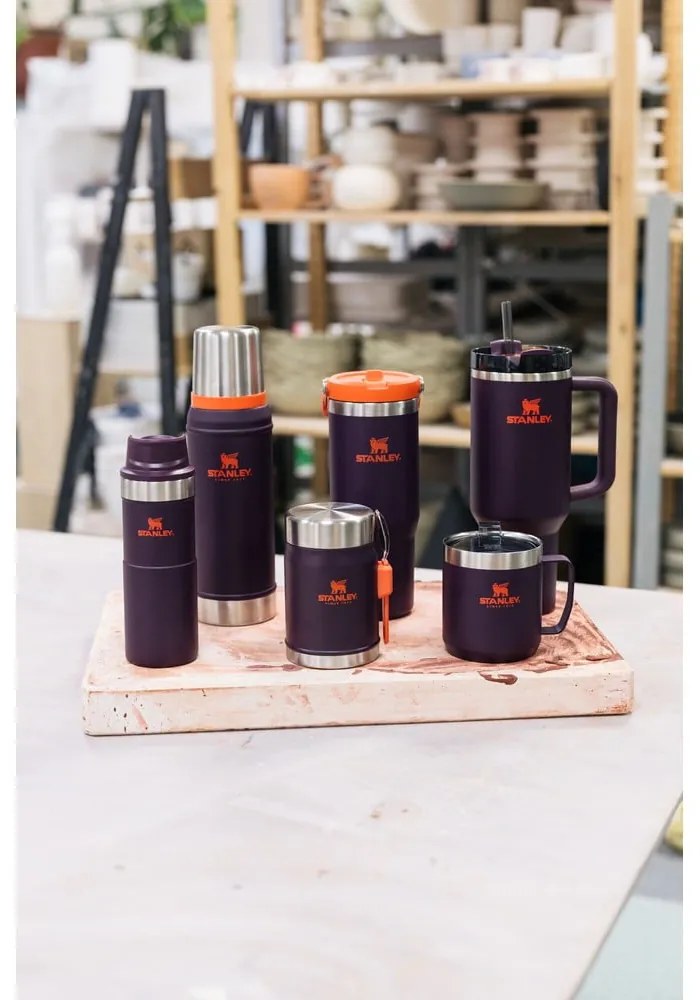Termos violet cu pai din oțel inoxidabil 1,18 l Quencher H2.0 FlowState Tumbler Plum – Stanley