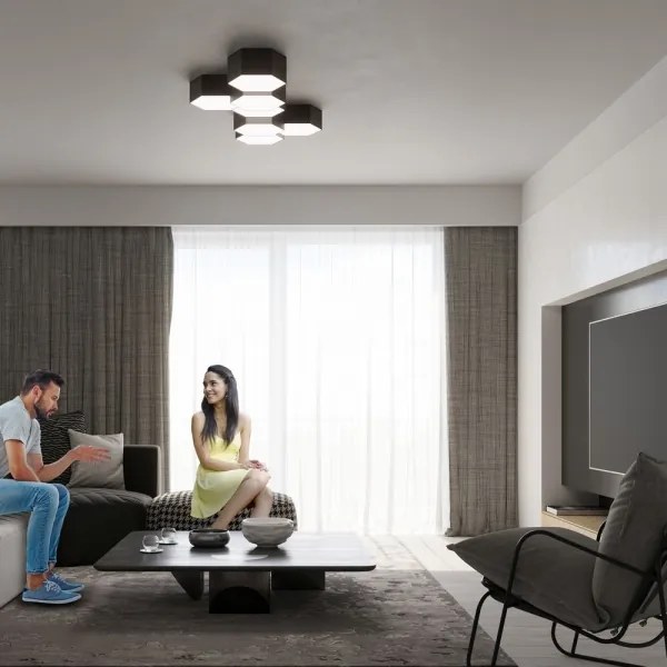 Plafonieră SUNDE 2xE27/60W/230V 11,5 cm neagră Sollux SL.1059