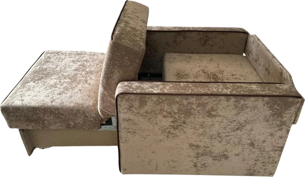 Fotoliu SAMY NEXT extensibil, cu lada de depozitare, catifea plusata bej , cadru metalic ,103x100x92 Catifea plusata, Bej