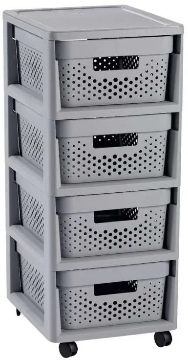 Raft cu sertare 4x11L INFINITY DOTS - gri