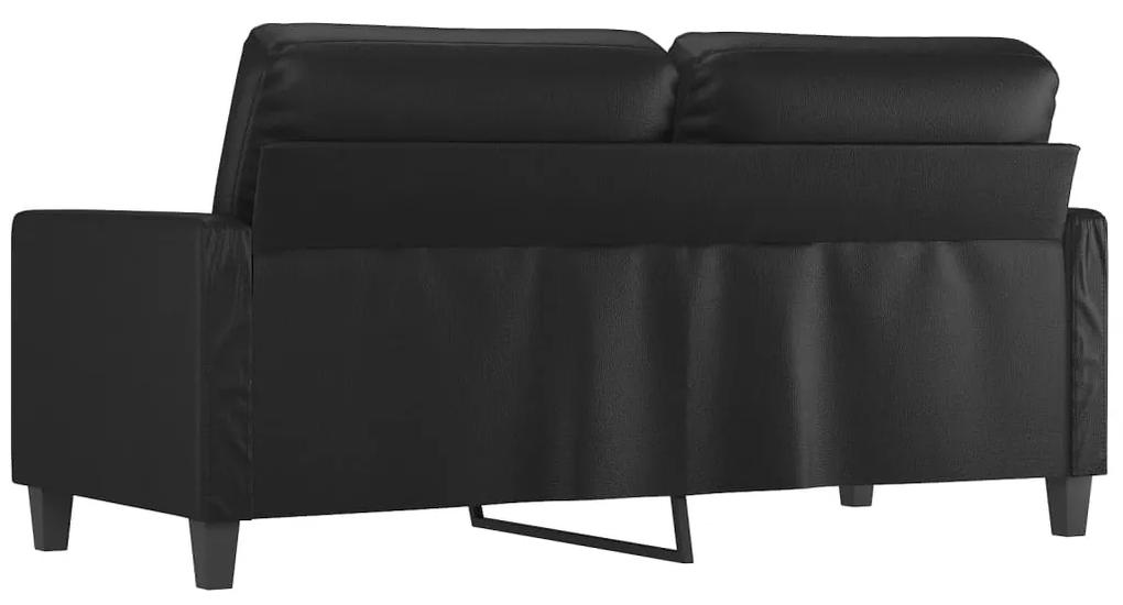 Canapea cu 2 locuri, negru, 140 cm, piele ecologica