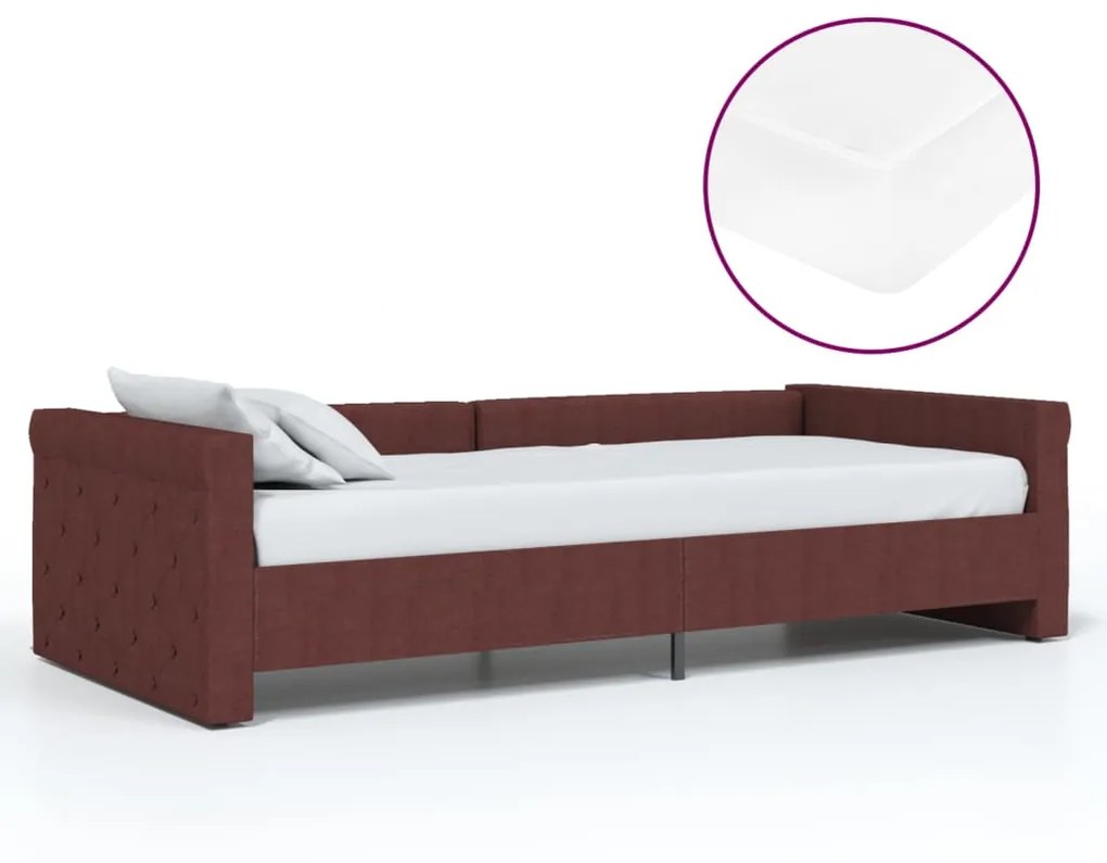 3080329 vidaXL Pat de zi cu saltea și USB, violet, 90x200 cm, textil