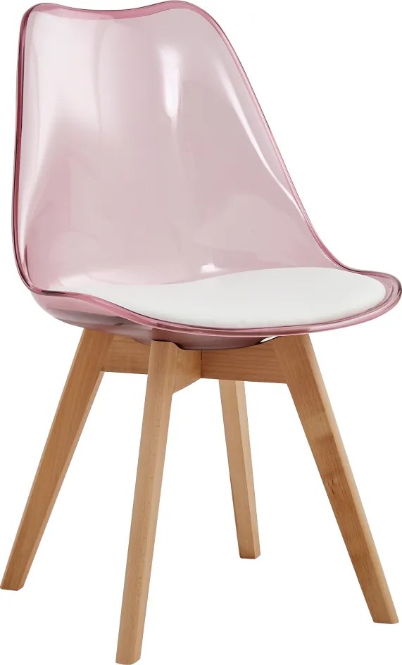 Scaun, roz transparent, acrilic/piele ecologică/fag, BALI 2 NEW
