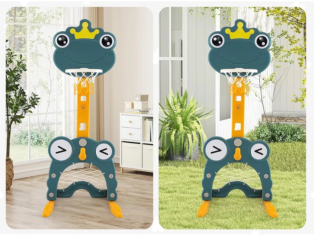 Panou de baschet 4 în 1 cu înălțime reglabilă și joc de aruncare inele, portocaliu