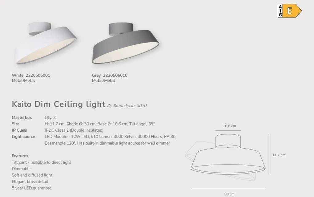 Plafoniera LED design modern Kaito Dim gri
