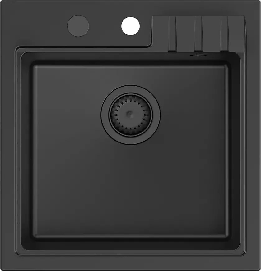 Chiuveta compozit incastrata Quadron Pop Peter 110 negru carbon 50x52 cm