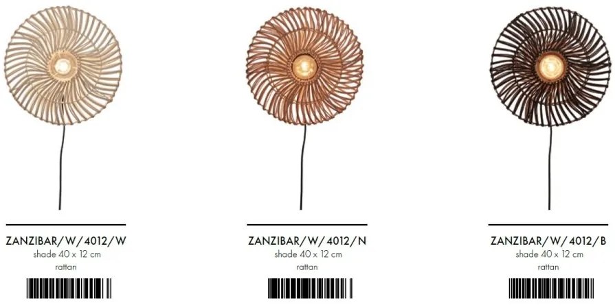 Aplica de perete eco din ratan Zanzibar flat 40cm S, nat