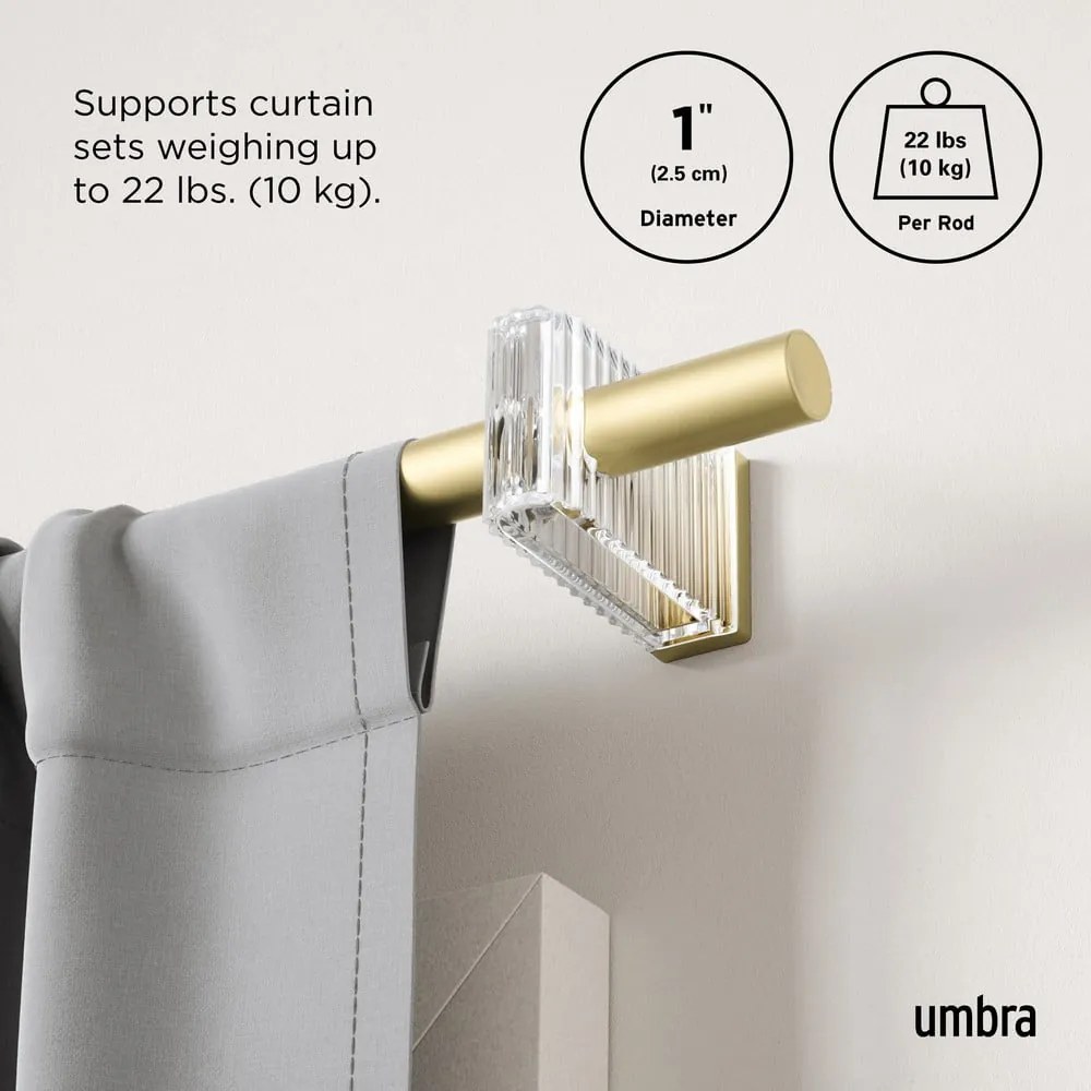 Galerie de perdea auriu mat extensibilă din oțel 107 - 305 cm Flute – Umbra