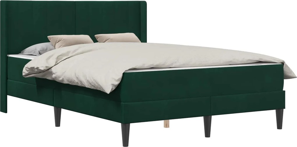 vidaXL Cadru de pat cu saltea Verde închis 120 x 200 cm Catifea