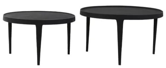 Măsuțe de cafea negre 2 buc. rotunde ø 75 cm Tobias – Light & Living