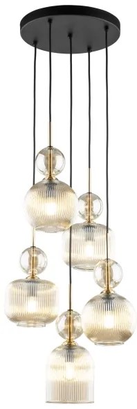 Lustră pe cablu SOPHIA 5xE14/10W/230V negru/bej fumuriu