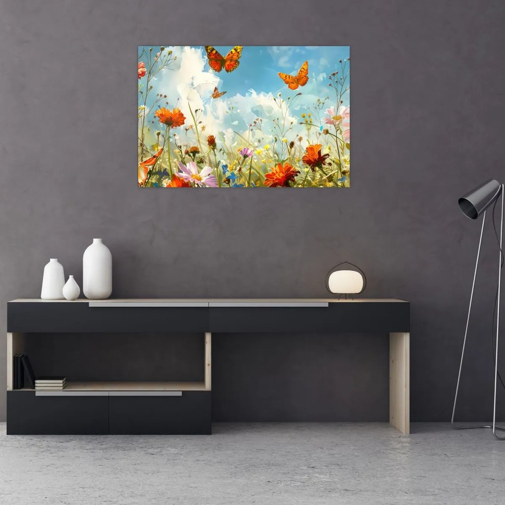 Tablou - Fluturi pe pajiștea de vară (90x60 cm)