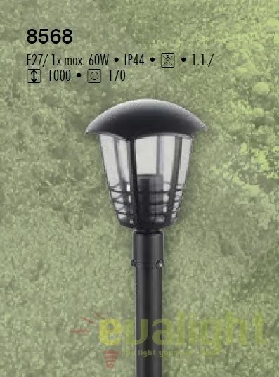 Stalp de exterior clasic, negru, inaltime 100cm, IP44 Marseille 8568 RX