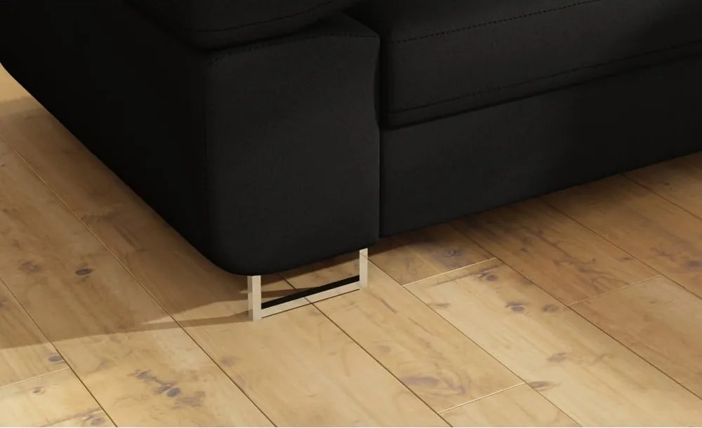 Colțar negru extensibil/cu spațiu de depozitare (cu colț pe partea dreaptă/în formă de ”L”) Anton – ELTAP