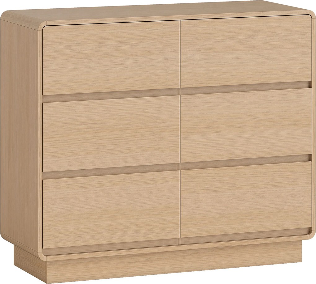 HOMCOM Sideboard 100 cm, bufet cu 6 sertare, comodă pentru bucătărie, living, dining, lemn natural | Aosom Romania