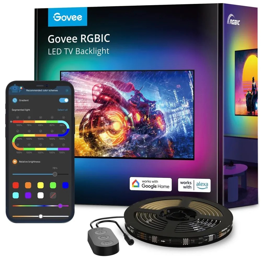 Govee - Iluminare LED inteligentă pentru TV 55-65" RGBIC Wi-Fi