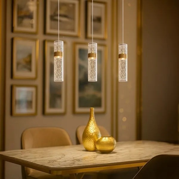 Lustră LED suspendată pe cablu LAGOS, 24W/230V, auriu