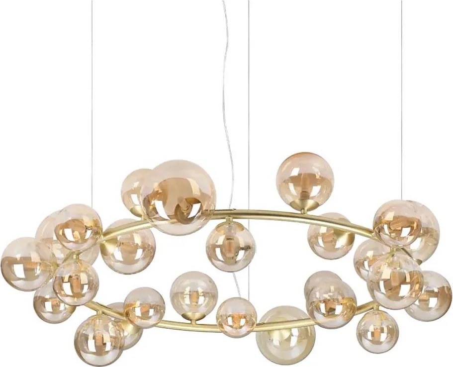 Ideal Lux - Lustră LED suspendată pe cablu PERLAGE 25xG9/3W/230V 110 cm auriu/bej fumuriu