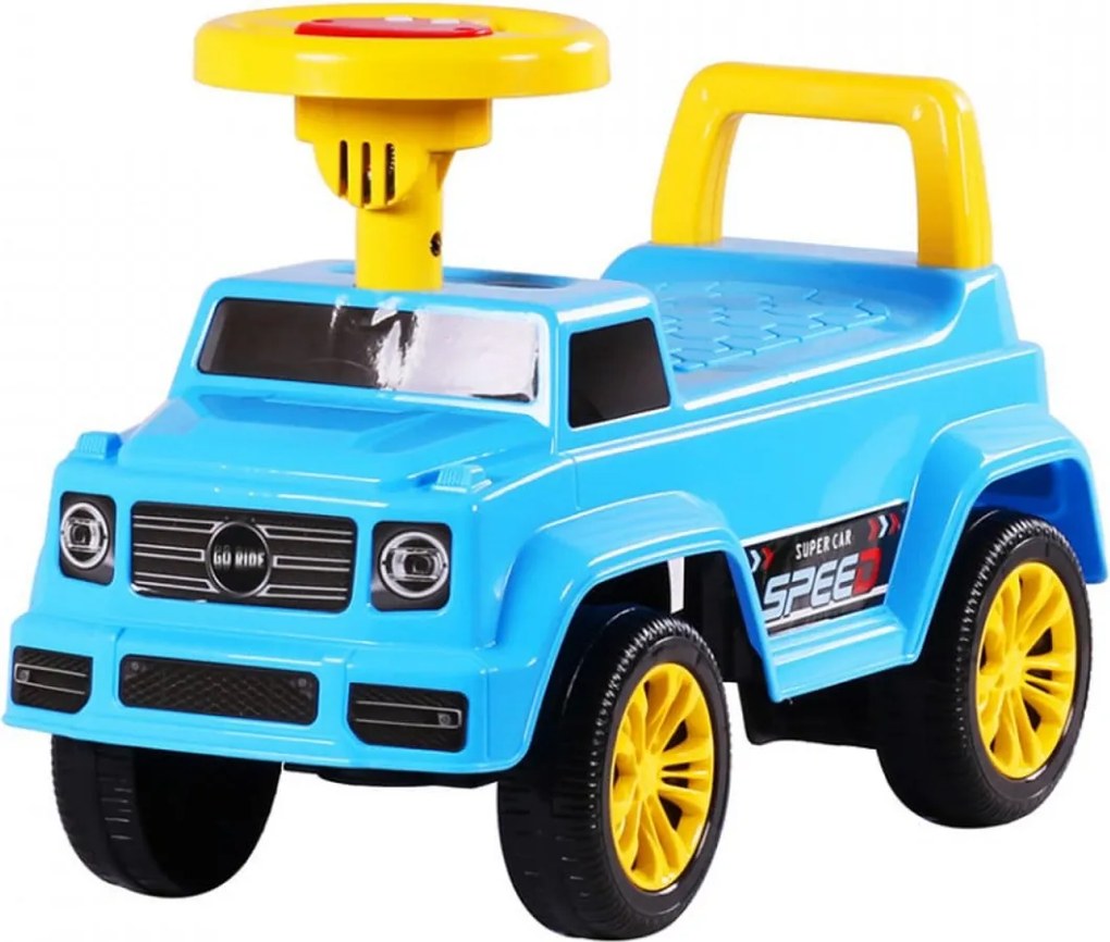 Masinuta cu Functie de Trotineta Fara Pedale Pentru Copii NOVOKIDS™ Speedy , Maxim 25 Kg, Cu Melodii si Sunete, Spatar de Protectie si Volan, ALBASTRU