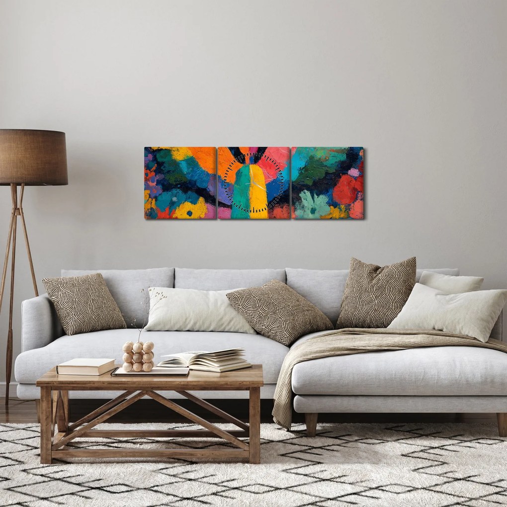 Tablou - Înger abstract cu flori (cu ceas) (90x30 cm)