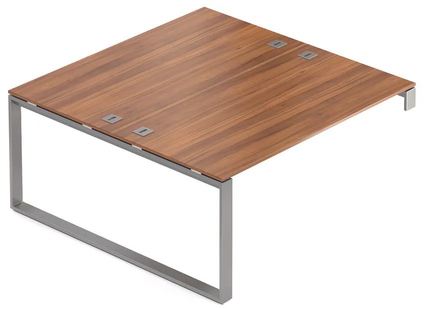Post de lucru Creator 160 x 160 cm, baza gri, 1 picior, nuc