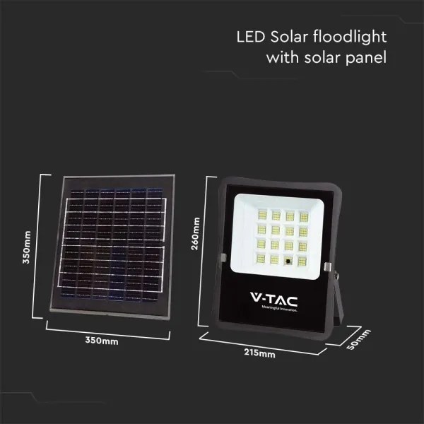 Proiector solar LED exterior 16W, 3,2V, 6400K, IP65