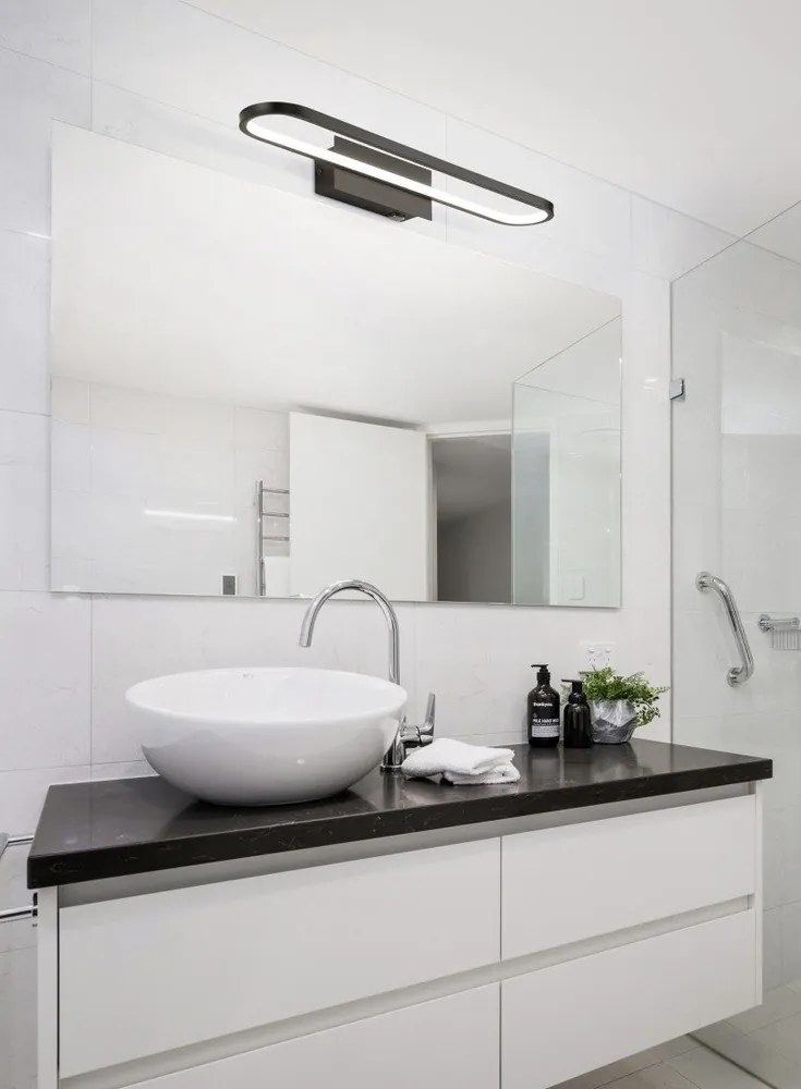 Aplică de perete negru-mat LED (lungime 60 cm) Gianni – Trio