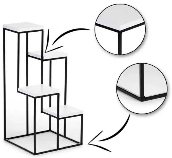 Suport flori KASKADA 70x34 negru/alb