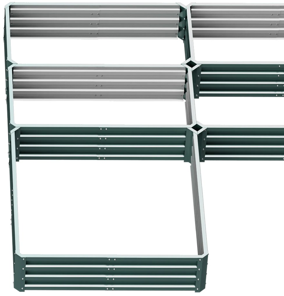 Outsunny Set de 5 jardiniere pentru gradina, pat de legume modular din otel, perfect pentru legume, plante si flori, verde | Aosom Romania