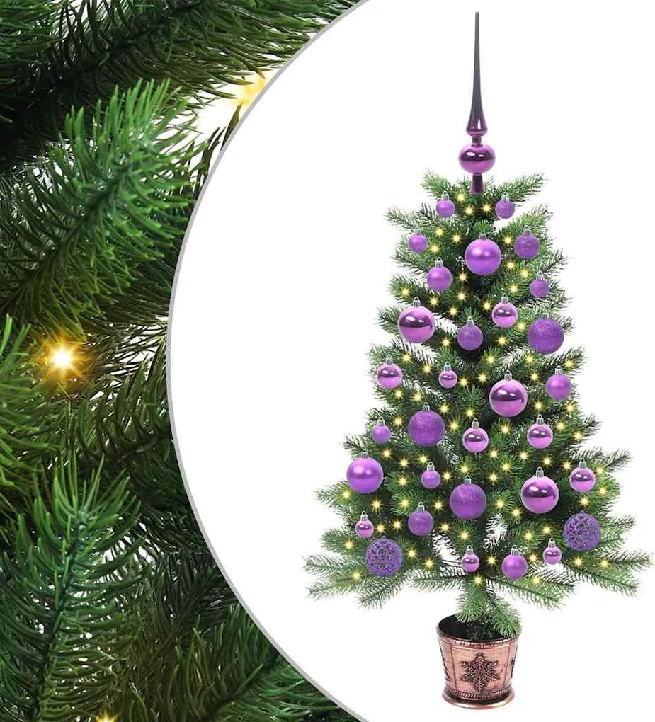 vidaXL Brad de Crăciun cu 150 LED cu suport Verde 90 cm PE